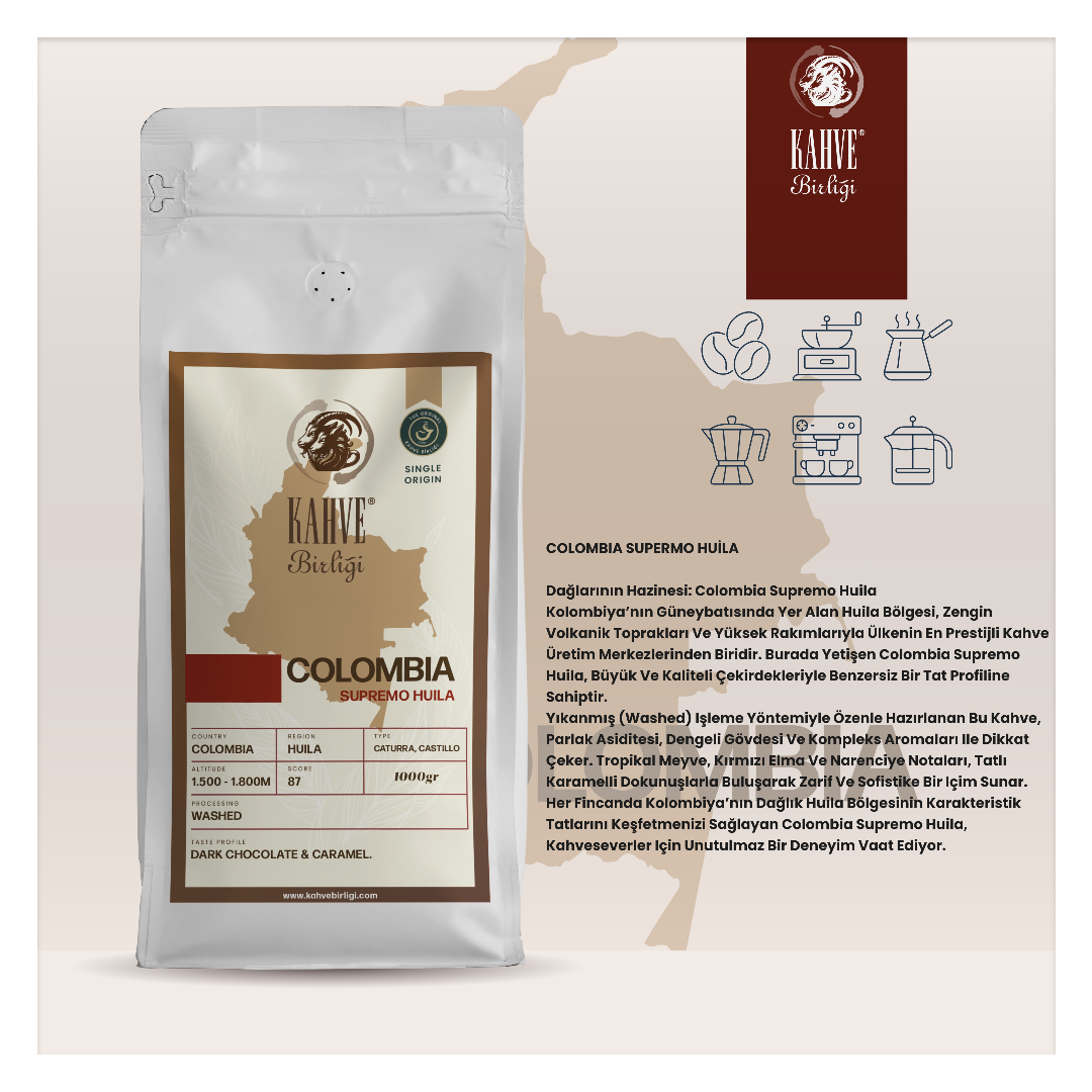 Colombia Supremo Huila Kahvesi - Çiçeksi ve Canlı Aromalar