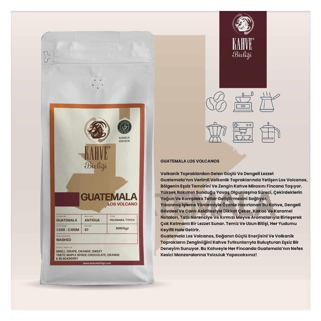 Guatemala Los Volcano Kahvesi - Dengeli ve Aromatik Guatemala Los Volcano Kahvesi - Dengeli ve Aromatik
