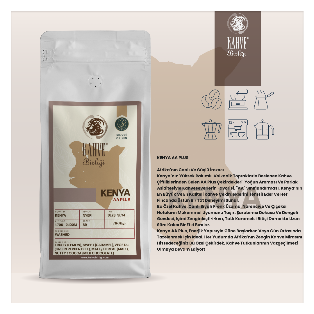 Kenya AA Plus Kahvesi - Parlak Asidite ve Aromalar